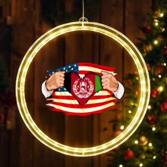 Afghanistan Who Live in America Afghani Flag LED Christmas Window Lights