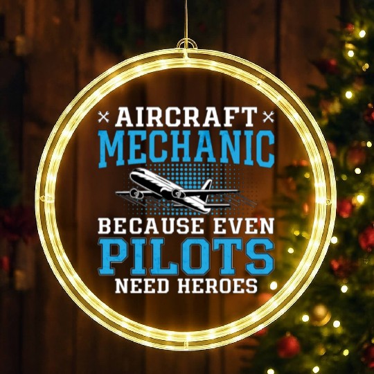 Aircraft Mechanic Pilots Heroes Plane Aviation LED Christmas Window Lights