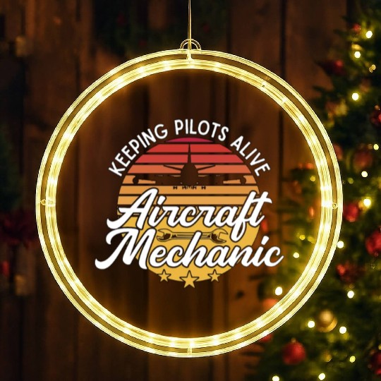 Aircraft Mechanic Keeping Pilots Alive Retro Fix LED Christmas Window Lights