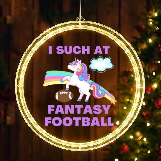 I Suck At Fantasy Football Funny Cute Unicorn LED Christmas Window Lights