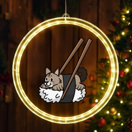 Maine Cat Nigiri Sushi LED Christmas Window Lights