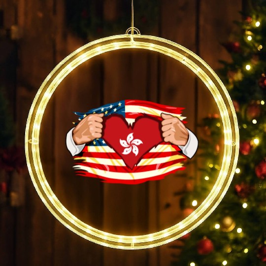 Hong Kongese Who Live in America HongKong Flag LED Christmas Window Lights