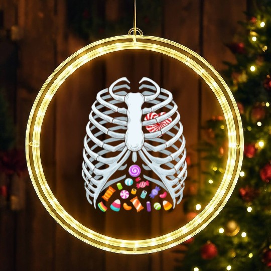 Funny Candy Skeleton Rib Cage Halloween Costume LED Christmas Window Lights