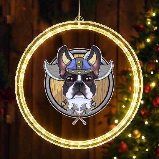 Boston Terrier I Valhalla I Viking LED Christmas Window Lights