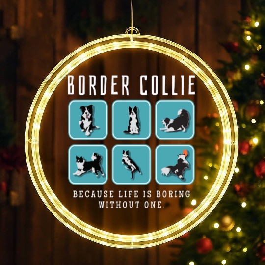 Border Collie Lover LED Christmas Window Lights
