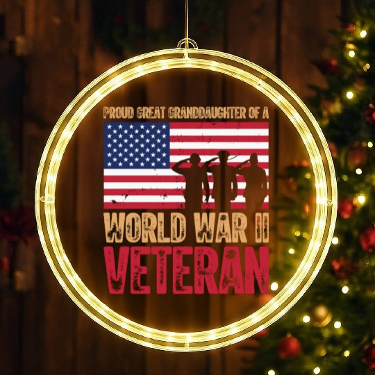 Proud Veteran Granddaughter LED Christmas Window Lights