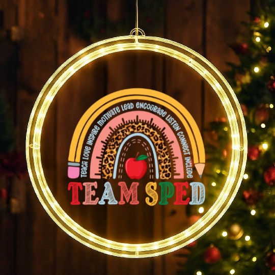 Team SPED Teacher Rainbow LED Christmas Window Lights
