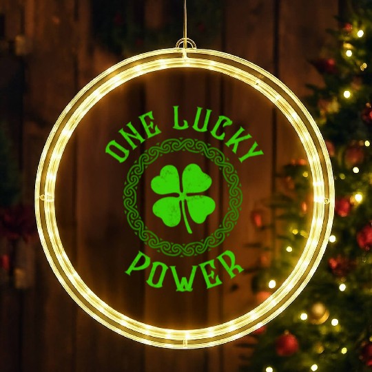 One Lucky Power Irish Family Four Leaf Clover LED Christmas Window Lights