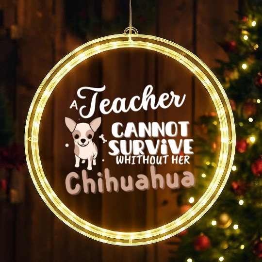 Teacher gift idea for women dog chihuahua LED Christmas Window Lights