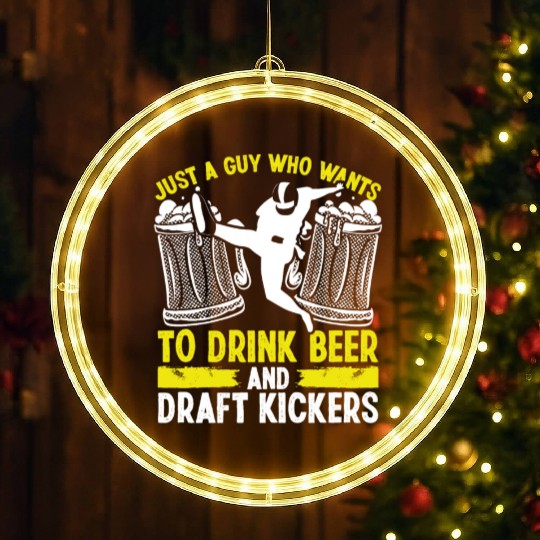 Fantasy Football Player Drinking Draft Kickers LED Christmas Window Lights