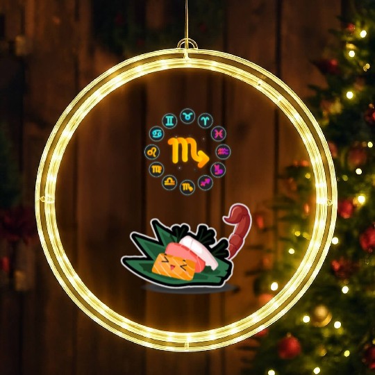 Japanese Sushi Funny Scorpio Zodiac Sushi Lover LED Christmas Window Lights