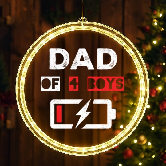 Battery Dad Of Four Boys Happy Fathers Day LED Christmas Window Lights