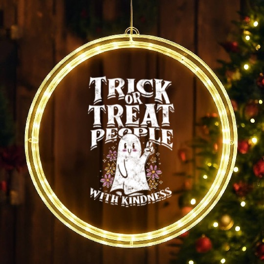 Trick or treat people with kindness - cute ghost LED Christmas Window Lights