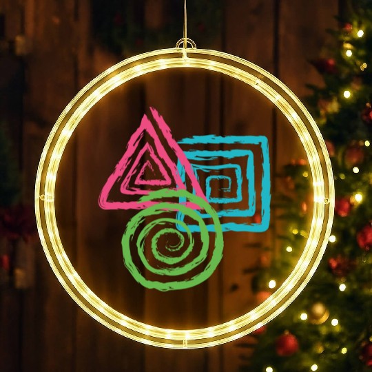 Geometric Shapes. Square, Triangle, Circle Spirals LED Christmas Window Lights
