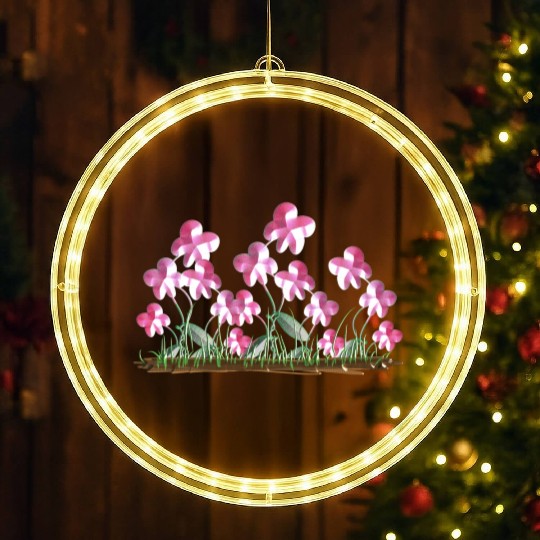 plants pink flowers nature icon LED Christmas Window Lights