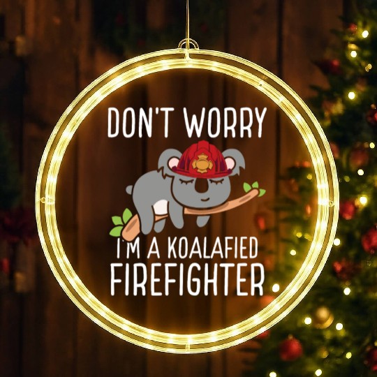 Firefighter Fire Hose Koala Rescueer Firefighter LED Christmas Window Lights