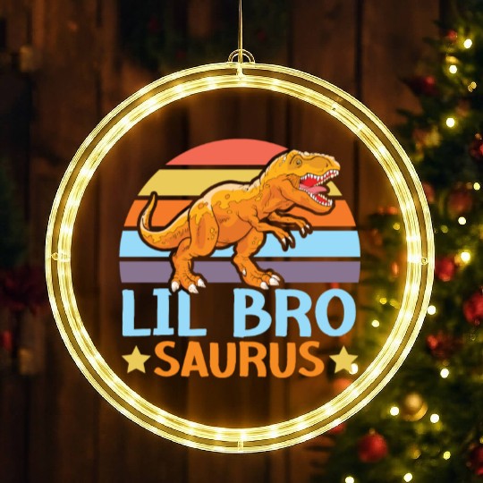 Lil Bro Saurus Best Bro Ever Brotherhood Dinosaur LED Christmas Window Lights