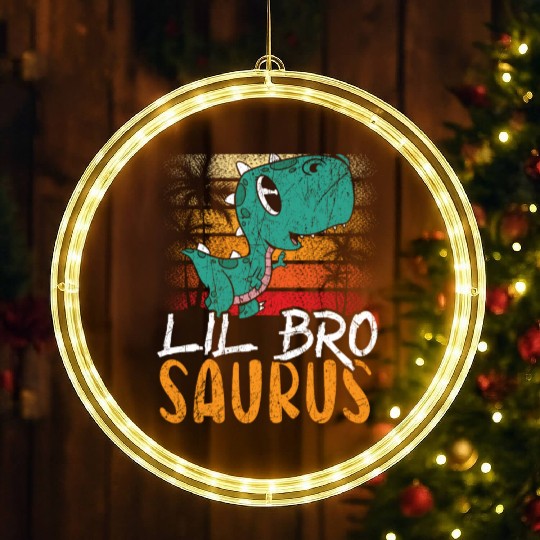Lil Bro Saurus Best Bro Ever Brotherhood Dinosaur LED Christmas Window Lights