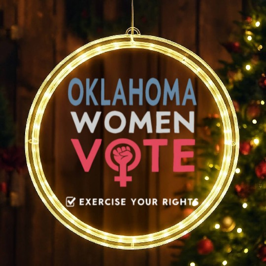 Oklahoma Women Vote Voter 2022 Election Feminist LED Christmas Window Lights