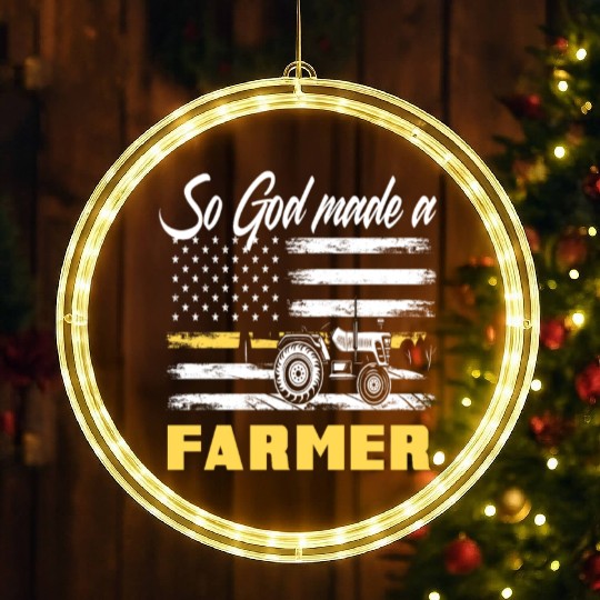 American Flag Agriculture Farmer LED Christmas Window Lights