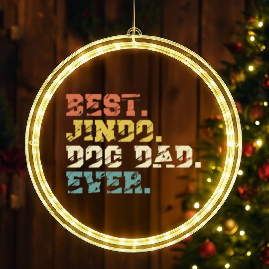 Best Korean Jindo Dog Dad Vintage Saying LED Christmas Window Lights