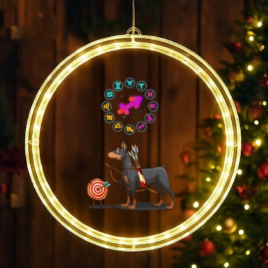 Funny Dog Lover Horoscope Sagittarius Zodiac Sign LED Christmas Window Lights