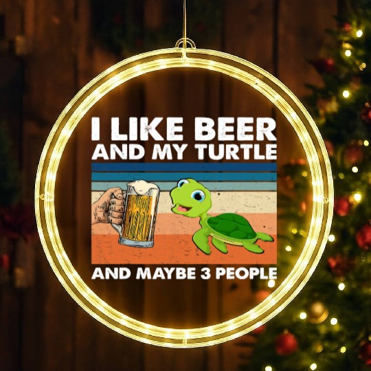 Halloween Retro I Like Beer My Turtle and Maybe 7 LED Christmas Window Lights
