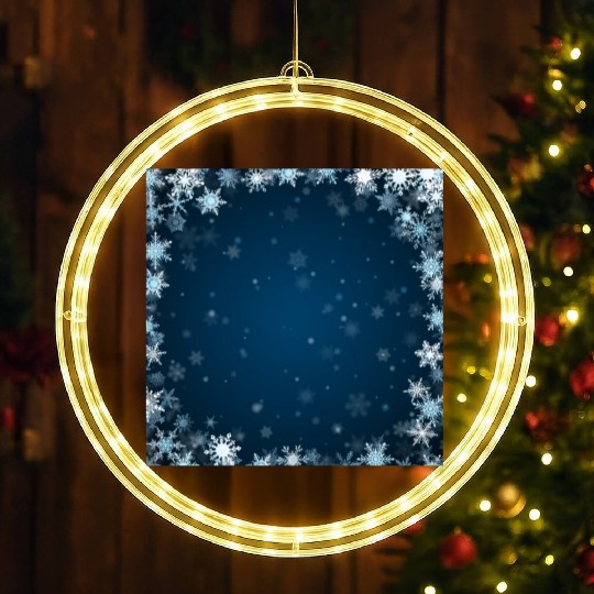 Navy Blue White Snowflakes Pattern LED Christmas Window Lights