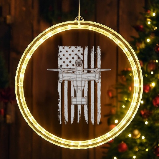 V-22 Osprey Military Helicopter American Flag V22 LED Christmas Window Lights