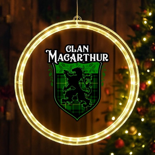 Clan MacArthur Scottish Tartan Rampant Lion Celtic LED Christmas Window Lights