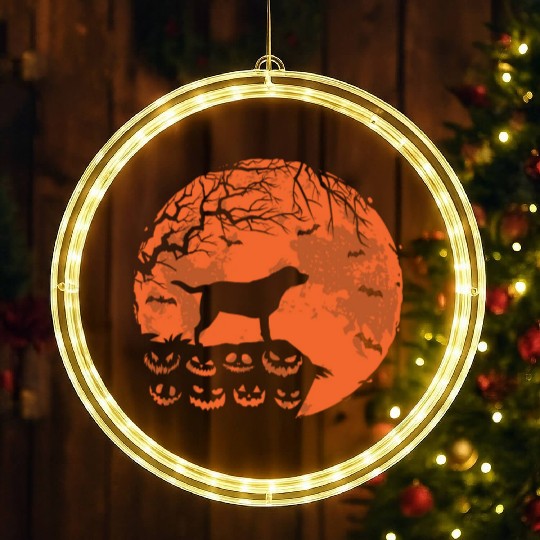 Labrador Retriever And Moon Halloween Dog Lover LED Christmas Window Lights