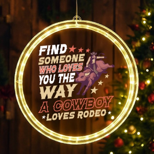 Rodeo Bull Riding Livestock Show Farmer Cattle LED Christmas Window Lights