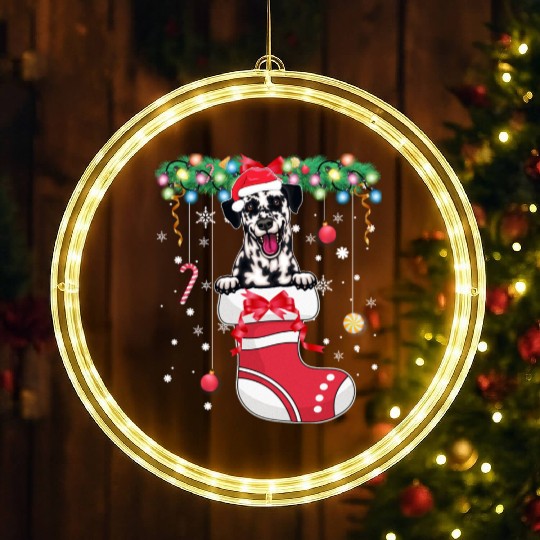 Dalmatian Dog Lover Christmas - Dog Christmas Stoc LED Christmas Window Lights