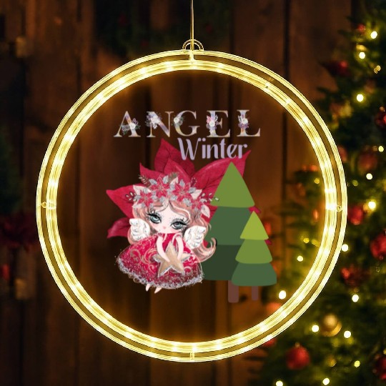 Winter Angel Christmas Tree Poinsettia LED Christmas Window Lights