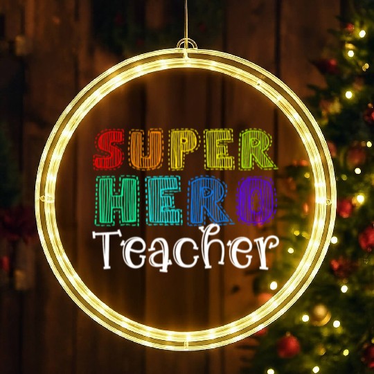 Multicolor Retro Teacher Superhero LED Christmas Window Lights