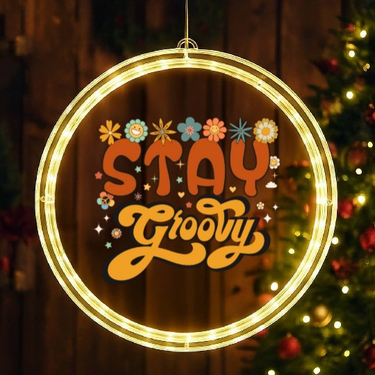 Retro stay groovy, Cute halloween , Thanksgiving LED Christmas Window Lights