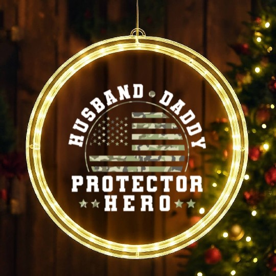 Husband Daddy Protector Hero US Army Veteran LED Christmas Window Lights