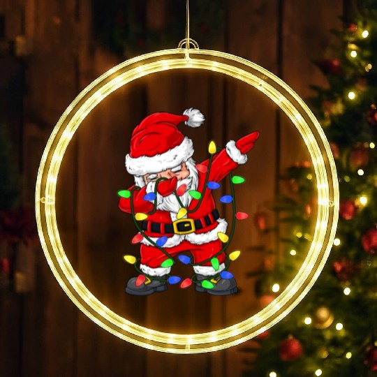 Dabbing Santa Claus Christmas Tree Lights Boys Kid LED Christmas Window Lights