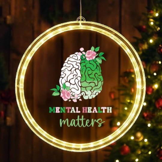 Green and Pink : Mental Health Matters LED Christmas Window Lights