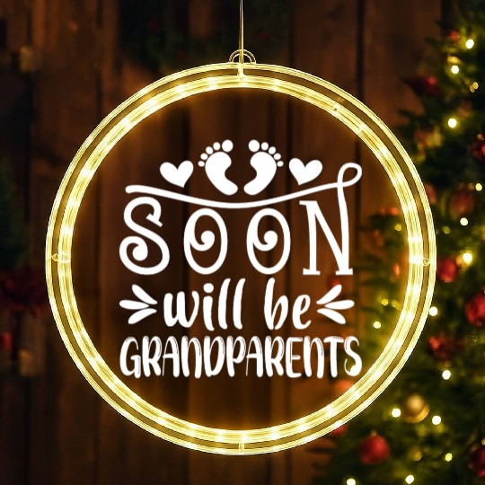 You Will Soon Become Grandparents. Grandma Grandpa LED Christmas Window Lights