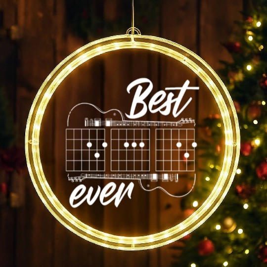 Best Dad Ever - Funny Daddy Guitar Player Musician LED Christmas Window Lights