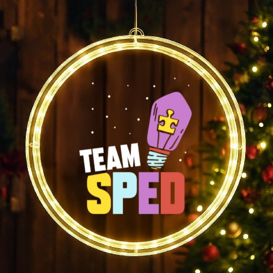 Team Sped Special Education Teacher Awareness LED Christmas Window Lights