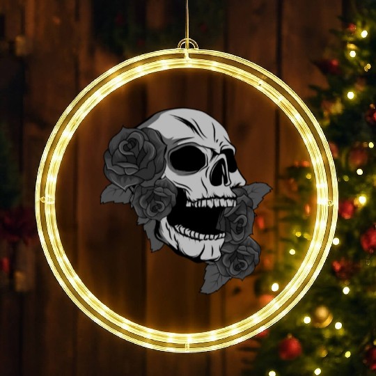 Black Skull Roses Aesthetic Goth Gothic LED Christmas Window Lights