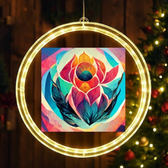Colorful mandala flower version 4 LED Christmas Window Lights