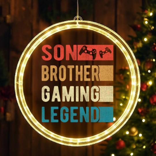Son Brother Gaming Legend Gamer Boy Gift Vintage LED Christmas Window Lights