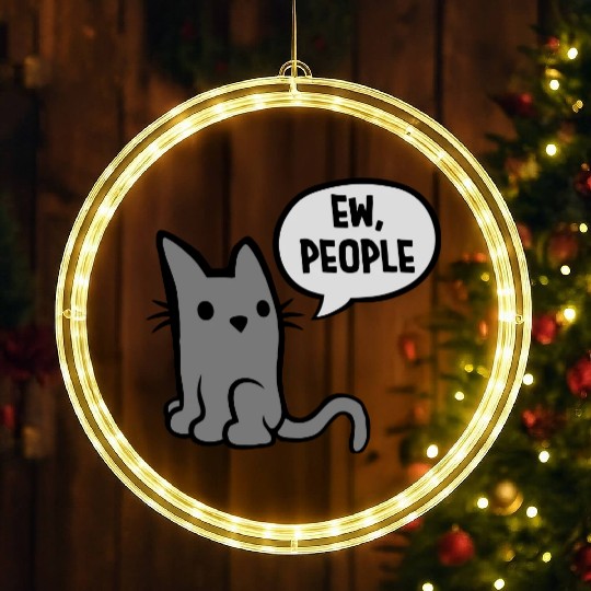 comic cat ew people LED Christmas Window Lights