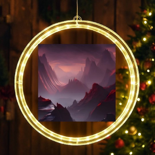 Red Mountains on a Alien Planet LED Christmas Window Lights