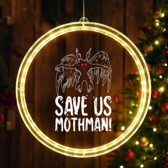 Halloween Mothman Mythical Line Art Beast Monster LED Christmas Window Lights