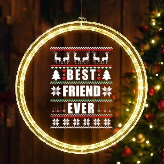 Funny Ugly Christmas Best Friend Ever LED Christmas Window Lights