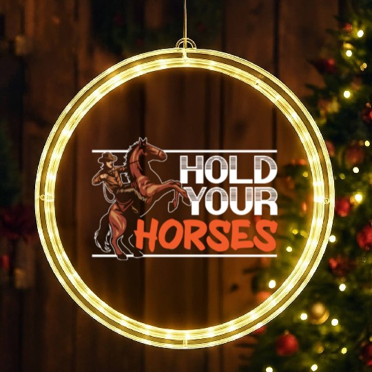 Hold Your Horses Western Rodeo Riding Cowboy LED Christmas Window Lights